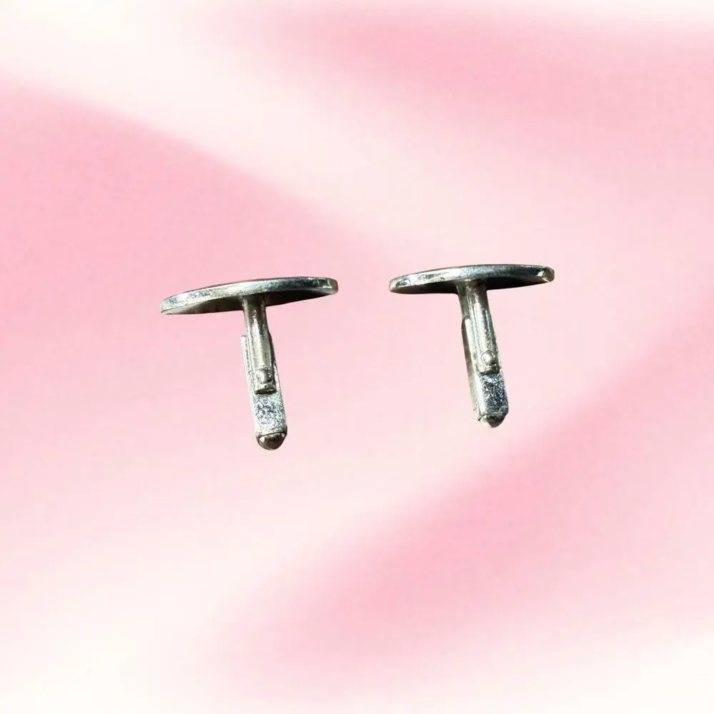 Vintage Sterling Silver Oval Atomic Cufflinks MCM Hickok Attributed